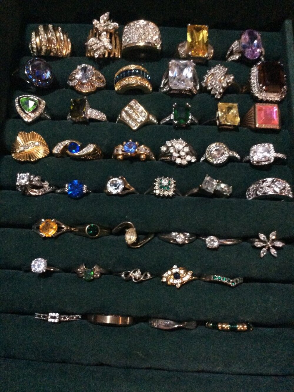 Mixed Lot of 44 Small to Large Vintage Costume Fashion Rings